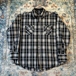 Vintage Jack Daniels Plaid Pearl Snap Shirt Size XL